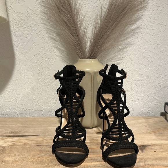 Aldo Braided Strap Black Heels- 8.5 - Picture 2 of 7